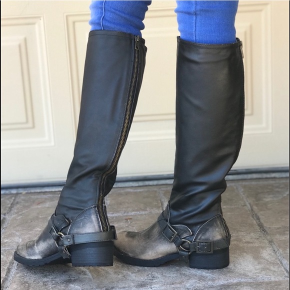Neoprene Two Tone Rugged Sole Harness Tall Boots - Picture 2 of 4